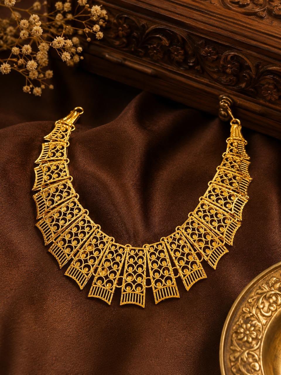 Ruby & Pearl Gold Necklace Set